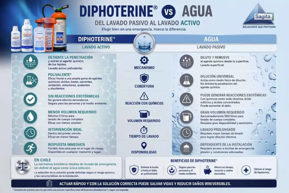 Imagen comparativa Diphoterine vs Agua